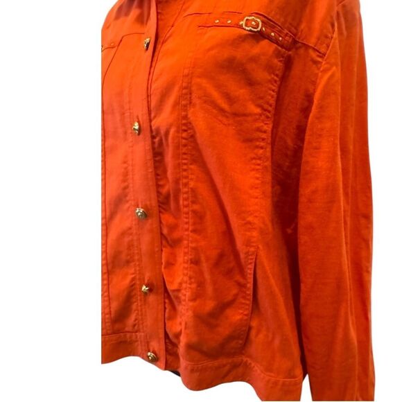 St John Sport Orange Linen Blend Blouse  SJ Buttons Amazing Detail - Picture 11 of 11